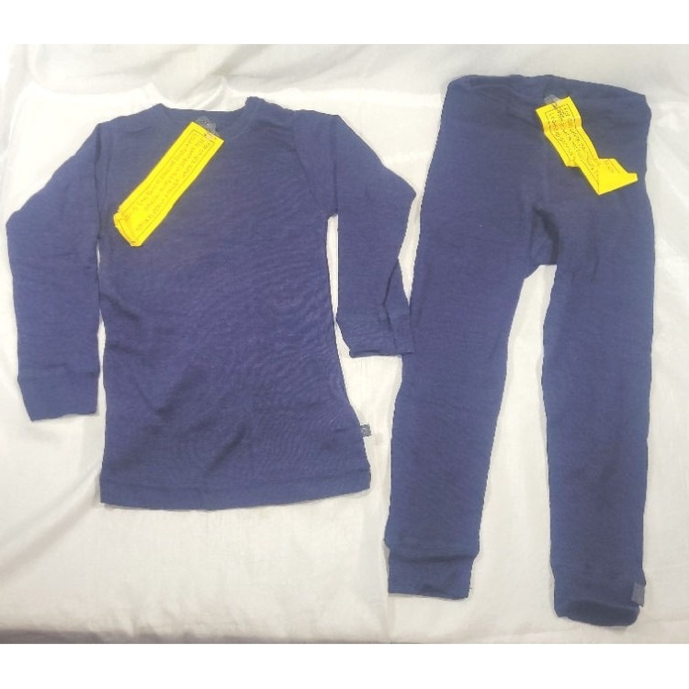 Dilling Merino Wool & Silk Long Sleeve Top & Leggings Navy Blue Sz 86 12/18M